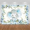 Cartoon Elephant Flower Photography Backdrop Kids Birthday Party Decor Background Baby Shower Supplies Newborn Photo Shoot Props