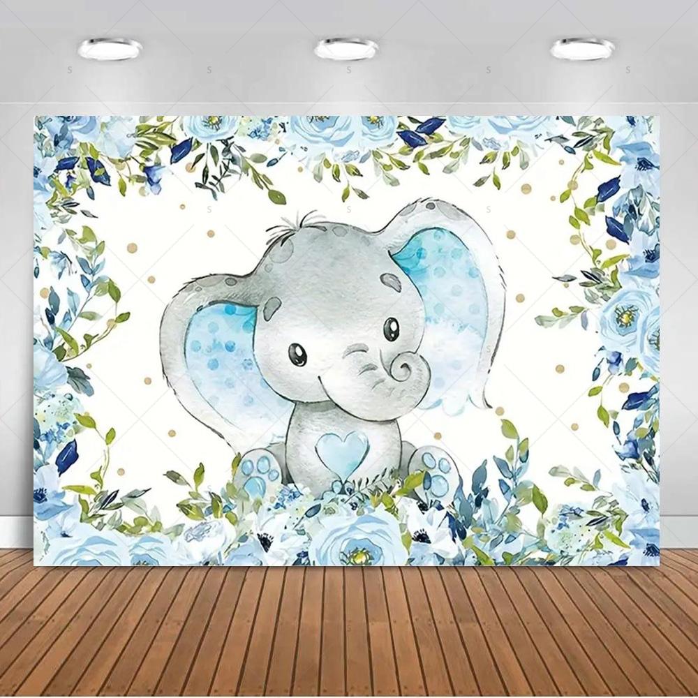 

Cartoon Elephant Flower Photography Backdrop Kids Birthday Party Decor Background Baby Shower Supplies Newborn Photo Shoot Props 120X90CM