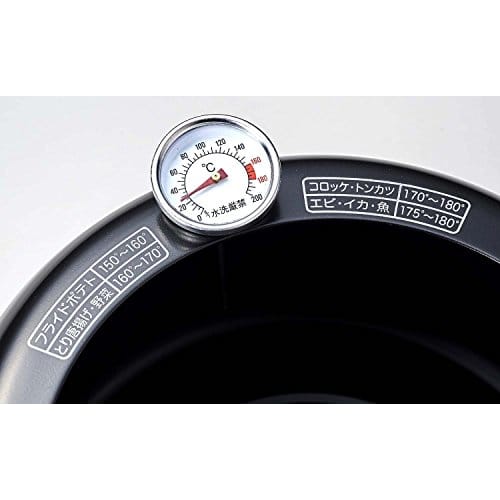 Pearl Metal 20cm One-Handed Tempura Pan with Thermometer, Induction Compatible, Iron, Deep Fryer, Age Cook HB-1372