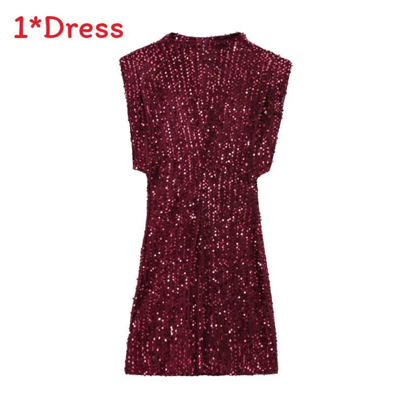 Sequin Dress For Women With High Waist Short Skirt For Winter Party Wear