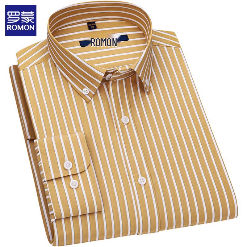 Luomeng Men's Spring Autumn Striped Long-Sleeve Shirt