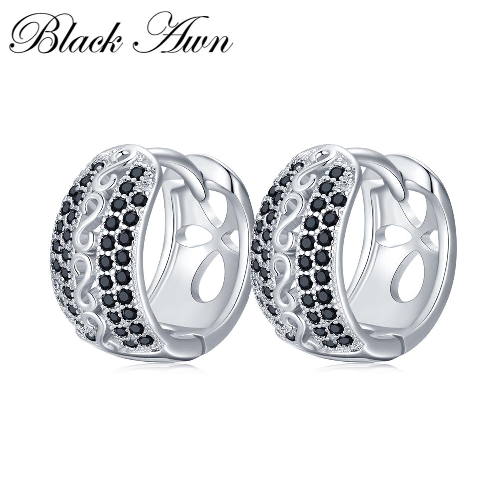 

Серьга-кольцо BLACK AWN с черным камнем