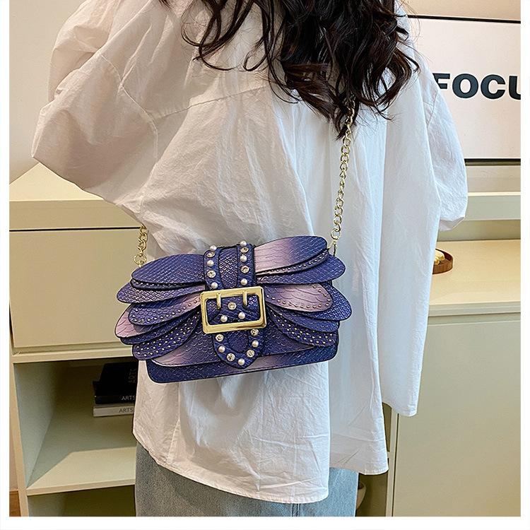 Vintage Snake Pattern Shoulder Bag Women PU Leather Chain Crossbody Small Square Handbag