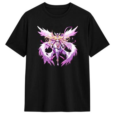 Full Body Angewomon Holy Warrior Art T Shirt Men's  100% Cotton Humor T-Shirt O Neck  Tee Shirt Short Sleeve Tops Plus Size