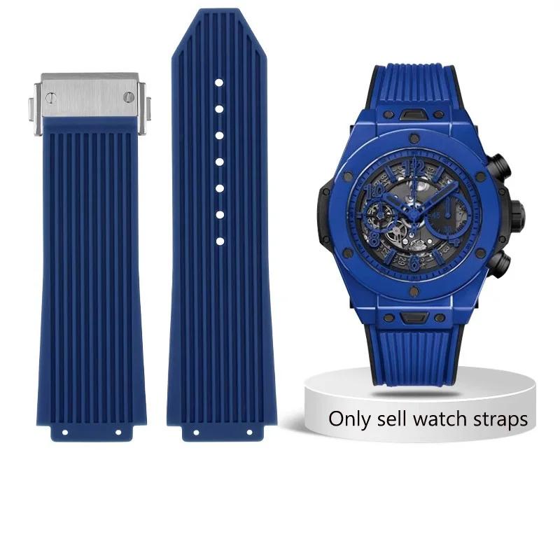 

Ремінець для годинника HUBLOT BIG BANG Силіконовий високої якості Водонепроникний Чоловічий ремінець для годинника Ланцюжок Годинник Гумовий браслет ремінець 26*19мм 26-19mm