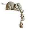 Meaningful Gift for Relatives Elephant Shelf Sitter, Mother Hanging 2 Baby Elephants on The Modern Resin Craft Home Decoration Edge, Hand-Painted