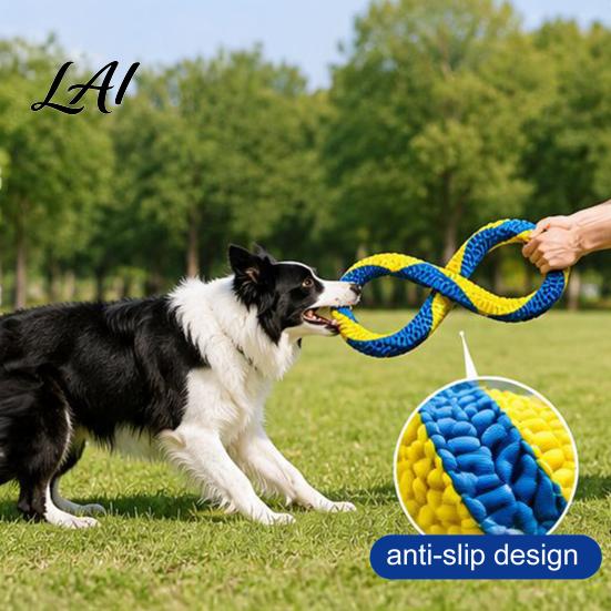 Training Toys for Aggressive Chewers Dog Tug Toy Nylon 8-Shaped Chew Interactive Teeth Cleaning Dogs Rope Chewers Outdoor Training of War