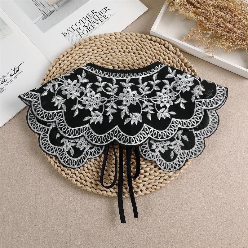 Women Fake Collar Shawl Wrap Decor Girls Floral Necklace Lapel Blouse Tops False Collars Dress Lapel Detachable Collar Shawl