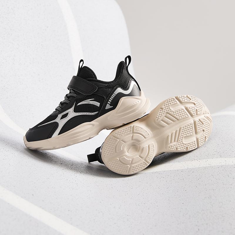 Anta Fashionable Versatile Comfortable Lightweight Shock Absorbing Low Top Kids Running Shoes Kids sneaker Black Silver A12449977-2