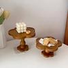 PGY Vintage Holzschale Dekoteller Hoher Fuß Dessert Kuchenteller Kerzenhalter Teekanne Serviertablett Display Japan Blume Speiseteller