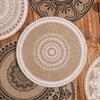 Large Round Jute Placemat Bohemian INS Style Silk Screen Printed Heat Resistant Table Mat Insulation Pad for Kitchen Dining Home Decoration