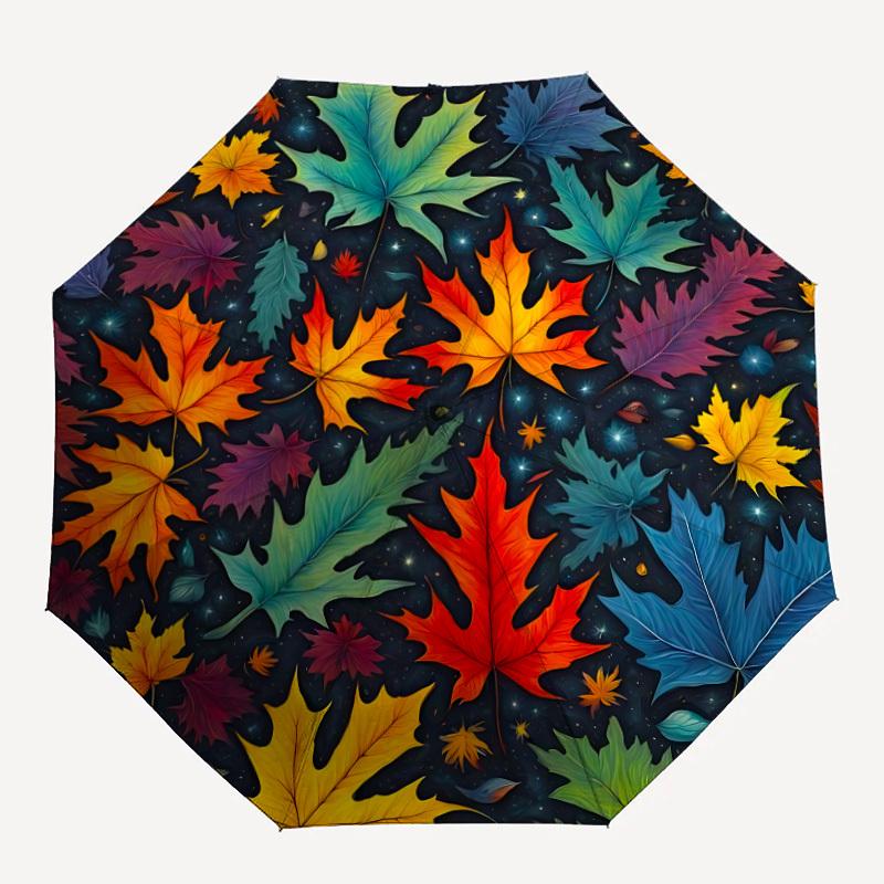 1pc Autumn Leaves Automatic Folding Umbrella - 8-Rib Compact Travel Umbrella Durable & Portable for Outdoor Use, Perfect Gift122