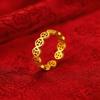 Gold Duo Ring for Women, Hollow Band, Open, Adjustable, Versatile, Minimalist Design, Gentle Atmosphere, Pinky Ring