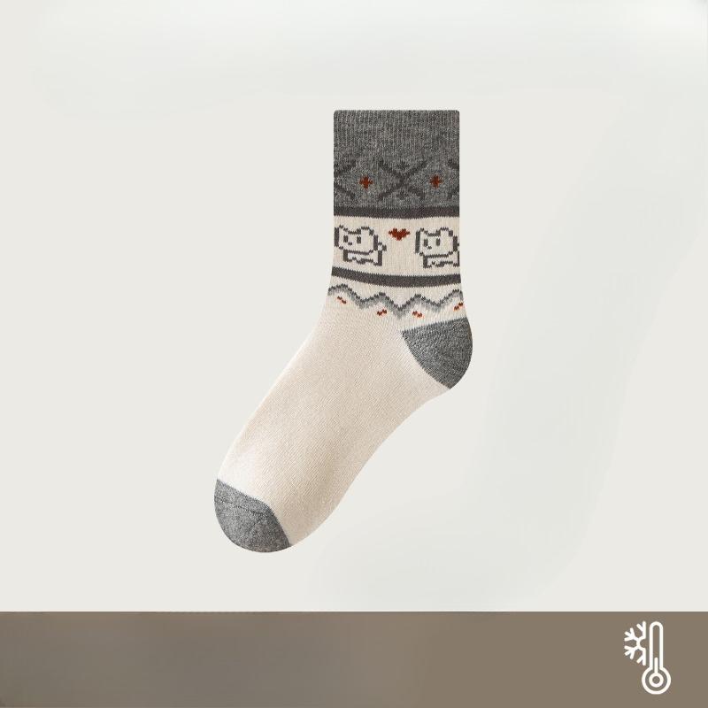 

Петлевые носки для женщин, Толстые и теплые носки до середины икры для осени и зимы, Не мерзнущие ноги, Носки для сна 1 pair молочный белый