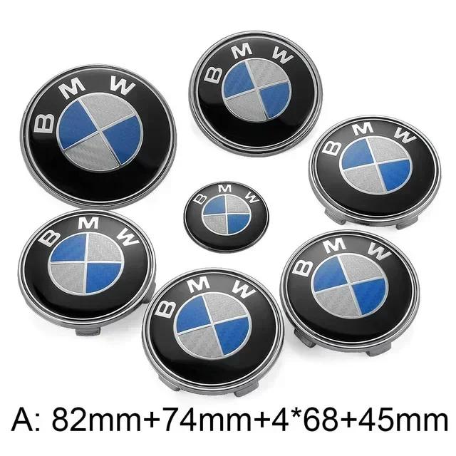 YAMHS1 For BMW New 2025 7pcs Car Front Emblem Rear Badge Wheel Hub Cap Sticker for E46 E90 E60 F10 F11 F20 F30 F34 F01 G20 G21 G31 G38 