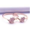 Color Gold Inlaid Zircon Petal Ring, Purple Gold Temperament Rose Gold Plated Open Ring.