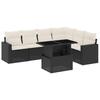 7 Piece Garden Sofa Set with Cushions Black Poly Rattan