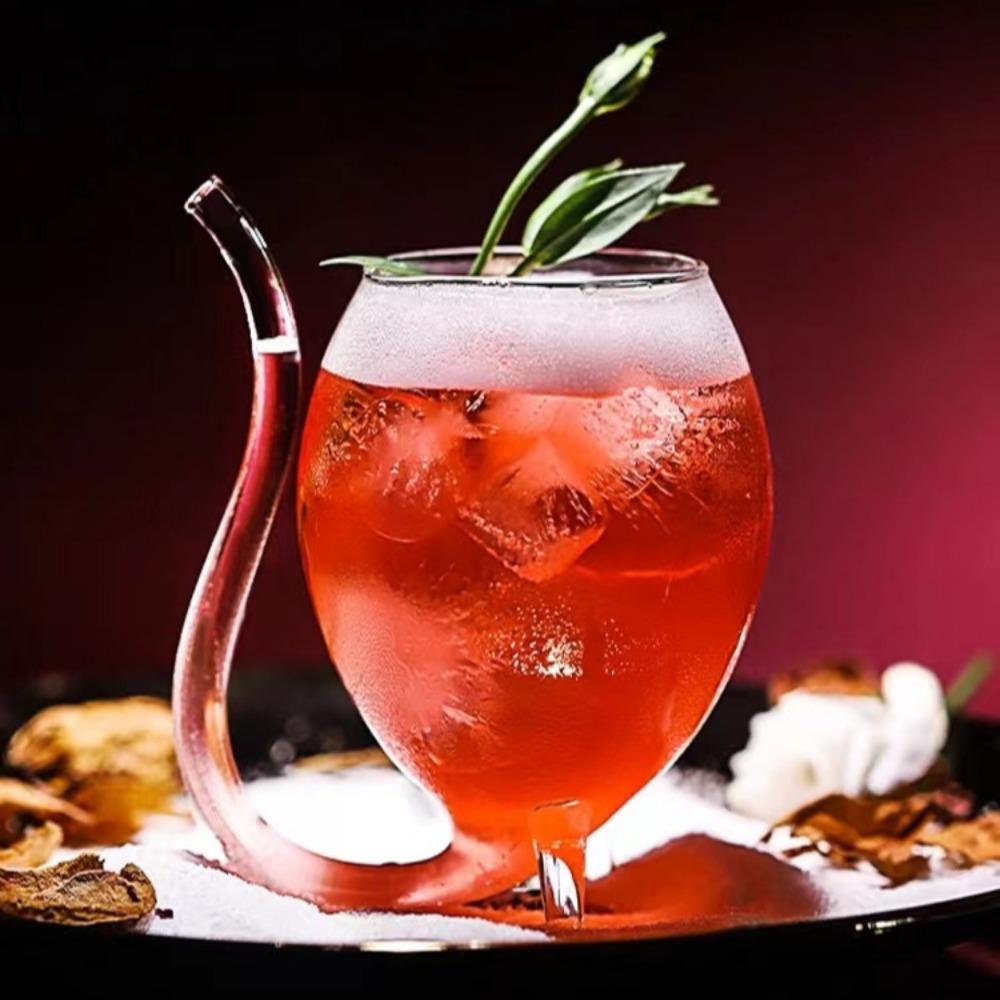 Hot Selling Wine Glass Cup Cocktail Glass Cup with Straw For Drinks Beer Clear Wine Glasses Drinkware Bar Tool Gift