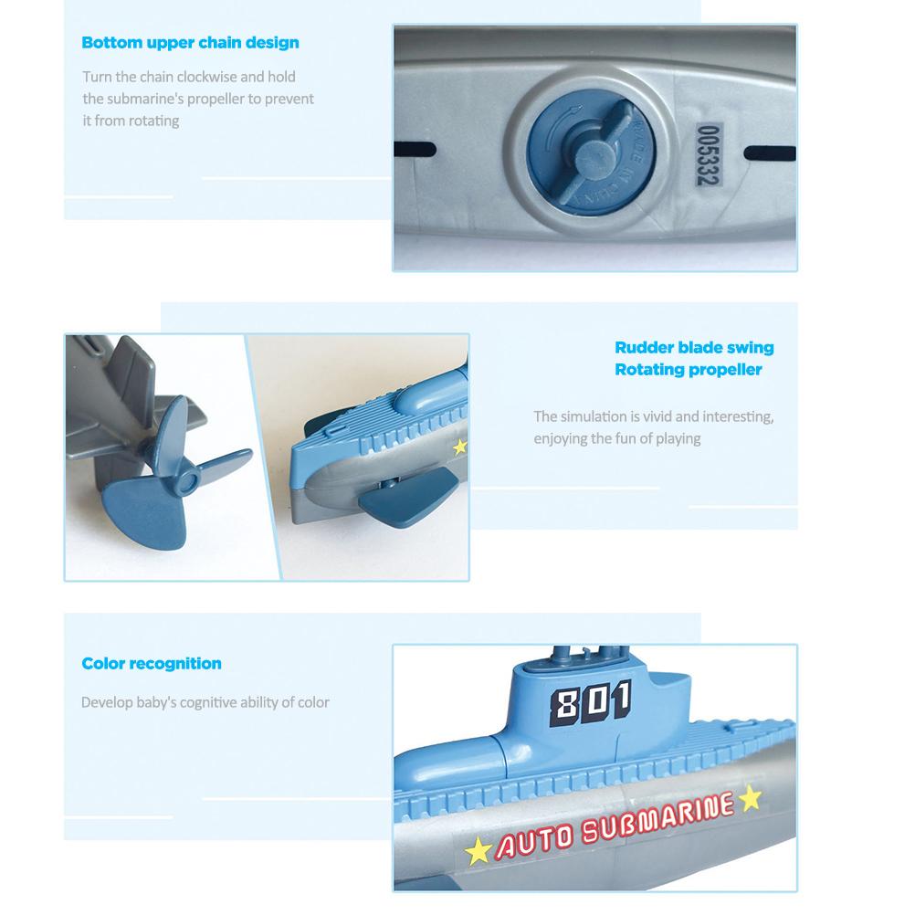 Kids Clockwork Submarine Water Toys for Children Swimming Pool Bathroom Bathtub Shower Toys