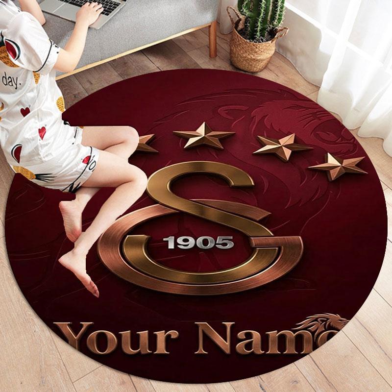 Galatasaray S Custom Name Round Area Rug,Carpet Rug for Living Room Bedroom Sofa Playroom Decor,Non-slip Floor Mat