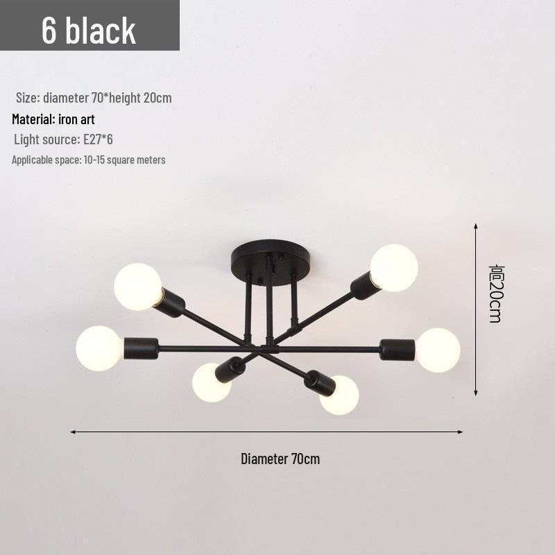 Modern Minimalist Chandelier: Cross-Border Wrought Iron Pendant Light for Bedroom and Study In American Industrial Style