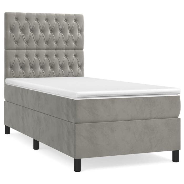 Maison Exclusive - Rete a doghe per letto e materasso Grigio chiaro 90x190 cm Velluto