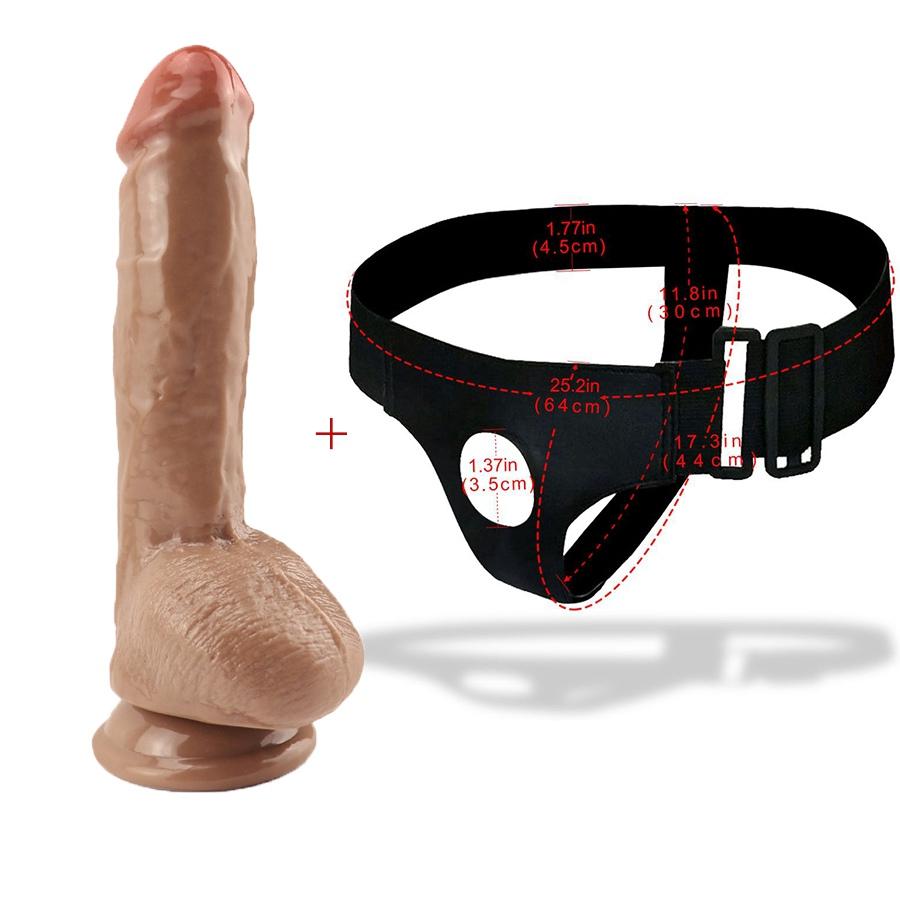 Brown Dildo for Women Suction Cup Realistic Wearable Penis Belt Sexual Harness Strap On Panties Anal Sex Toys for Lesbian Gay