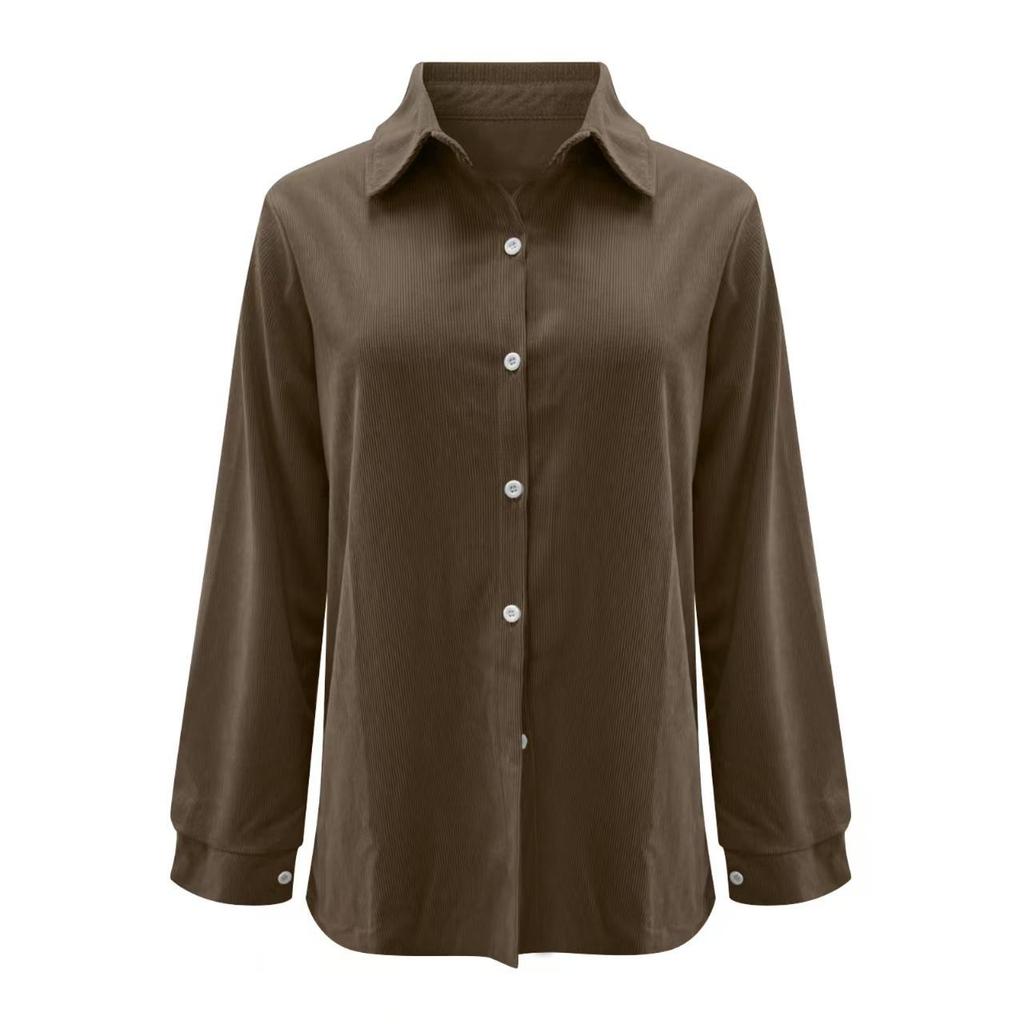 Giacca Camicia da Donna in Velluto a Coste Stile Europeo/Americano Autunno/Inverno Larga 2025