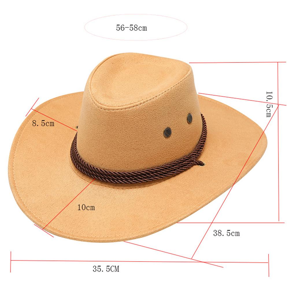 Western Cowboy Hat Vintage Style Sheriff Cap Sunscreen With Wind Rope Hat Men And Women Horseback Riding Tourism Fishing Sunshade Cap