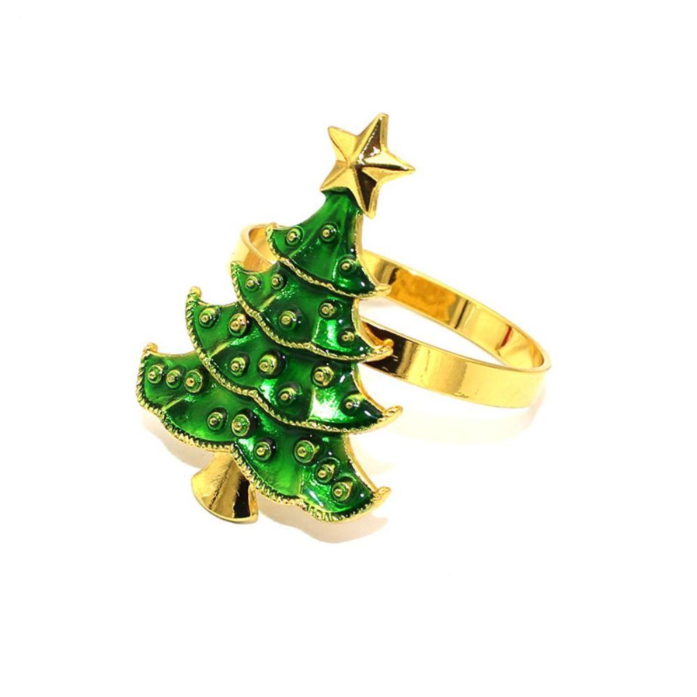 Circle Green Tree Napkin Buckle Metal Tissue Ring Party Supplies Christmas Tree Napkin Ring Xmas