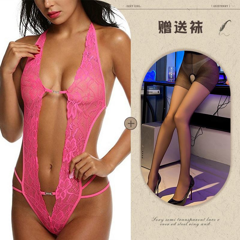 European and American sexy lingerie perspective backless body sculpting lace