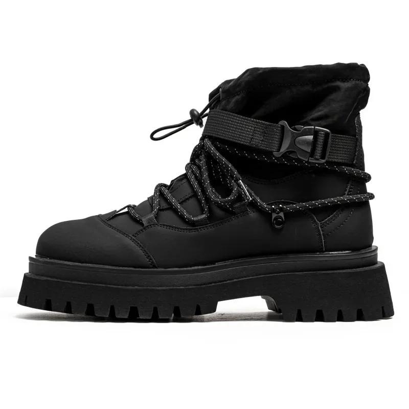 Men's Spring New Fashionable Versatile Work Shoes Outdoor Anti Slip and Wear Resistant High Top Boots Thick Soled Short Boots