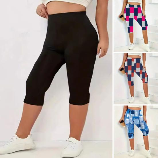 

Укороченные брюки, женские брюки для бега с высокой талией, облегающие брюки до середины икры с леопардовым принтом и боковыми сторонами