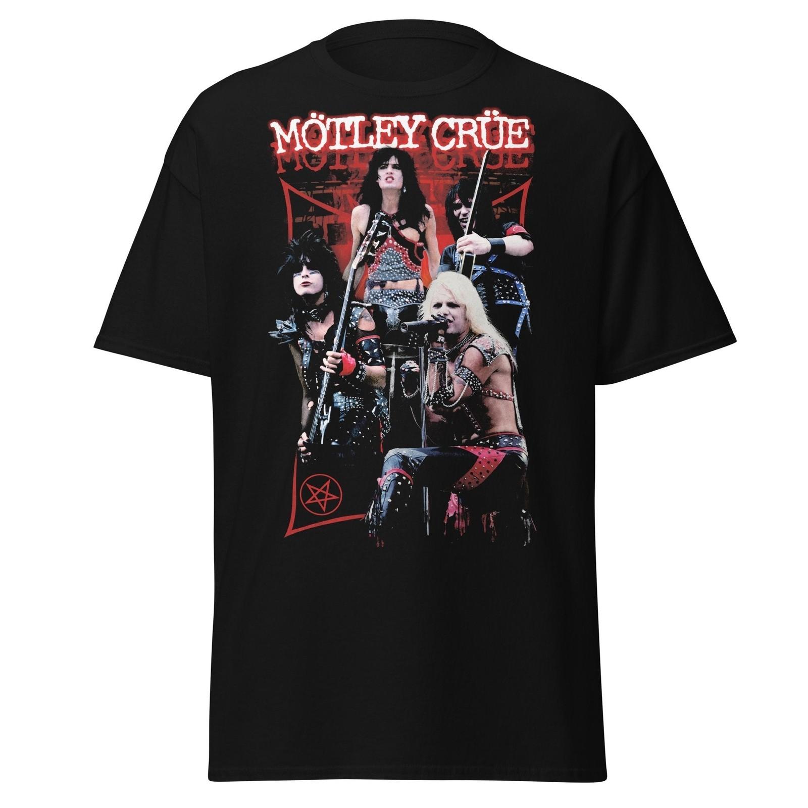 Stakes Motley Crue Live Jumbo Print T- T- Black New Unisex T-Shirt S