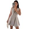 A New Summer V-neck Sleeveless Sexy Cinched-waist Short Skirt Dress for Women