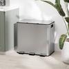 3 X 15L Pedal Bin, Steel Triple Kitchen Bin with Soft Close Lid, Removable Inner Buckets, Fingerprint-Proof, Silver Tone