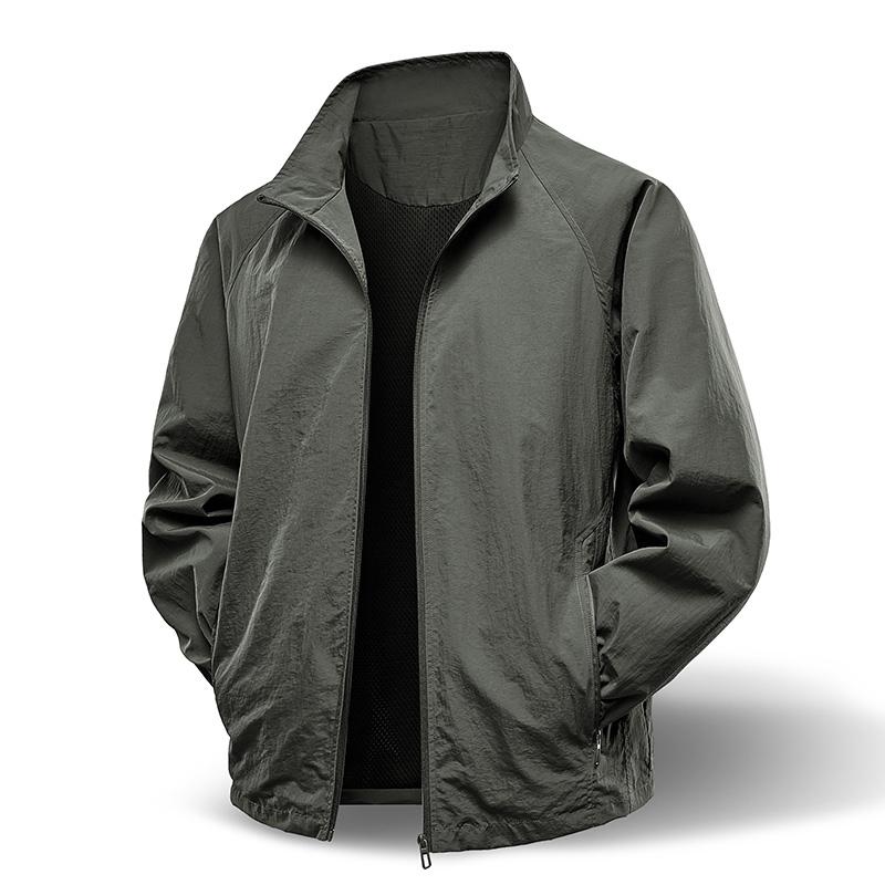 

Spring Autumn Men Jacket Casual Outdoor Stand Collar Zipper Windproof Waterproof Versatile Sport Coat Denim Jacket Men Clothing M