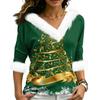 Women's Christmas V-Neck Top Elegant Cut for Party Date and Casual Wear
