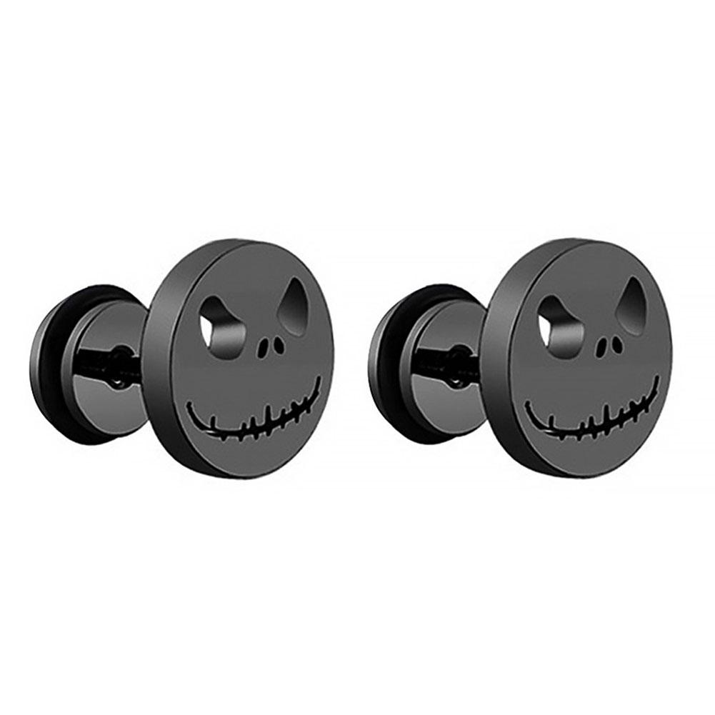 1 Pair Punk Stainless Steel Stud Earrings Black Earrings Set For Men Women Vintage Hip Hop Piercing Ear Fashionable and Minimalist Jewelry