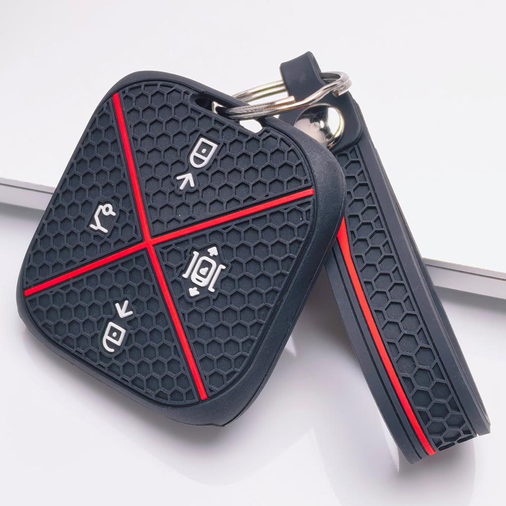 Silicone Smart Key Fob Cover for Zeekr Zeekr 001 Zeekr 009 Zeekr X Zeekr 007 with Keychain Honeycomb Texture Metal Keychain Smart Remote Key Protector