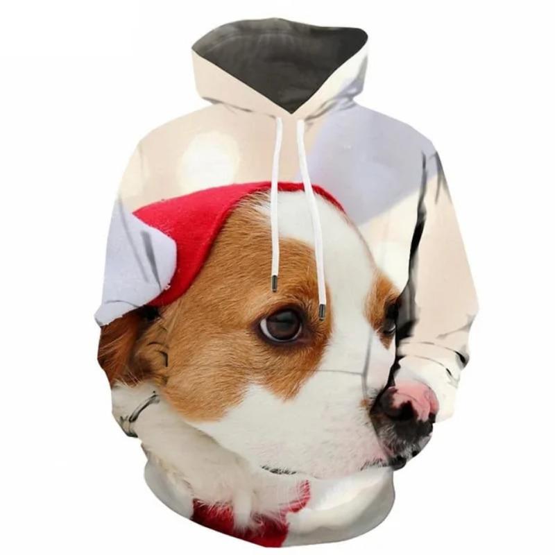 Christmas Cute Dog Hoodie For Men 3d Printed Animal Sweatshirt Harajuku Kids Hooded Tops Casual New Year Long Sleeves Hoodies