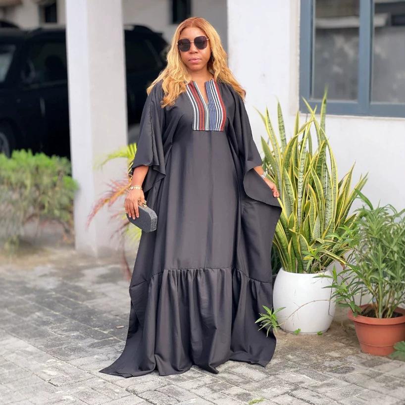 2026 summer new European and American cross-border fashion elegant striped spliced ruffle edge long-sleeved dress