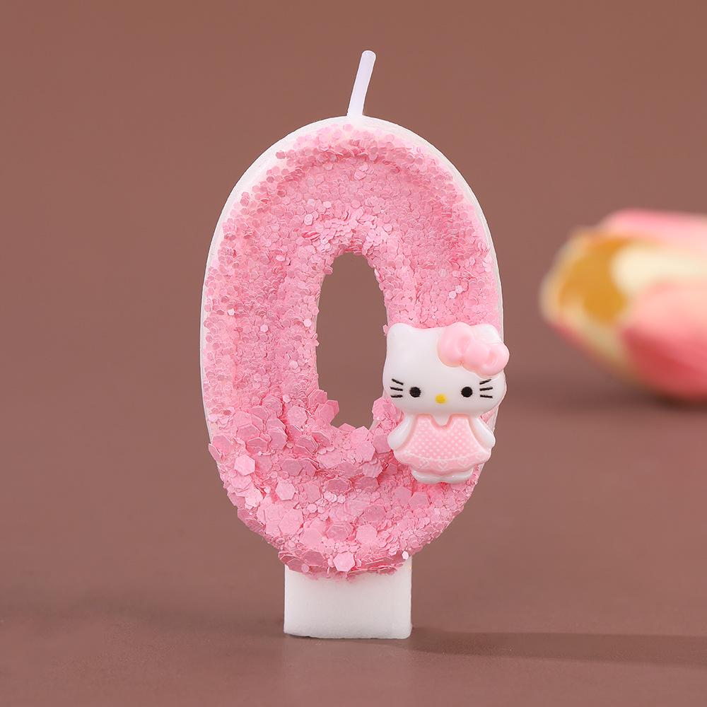 Hello Kitty Pink Skirt Birthday Cake Number Candles – Cute, Creative, Handmade Ornaments for Party Atmosphere
