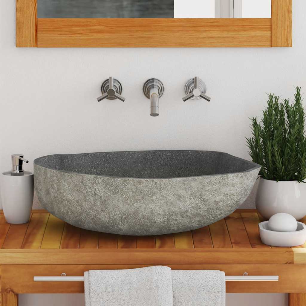 Vidaxl River Stone Sink, Oval, (45-53)X(34-41) Cm