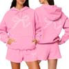 Women's Fashion Casual Long Sleeve Shorts Sports Round Neck Sweatshirt Set