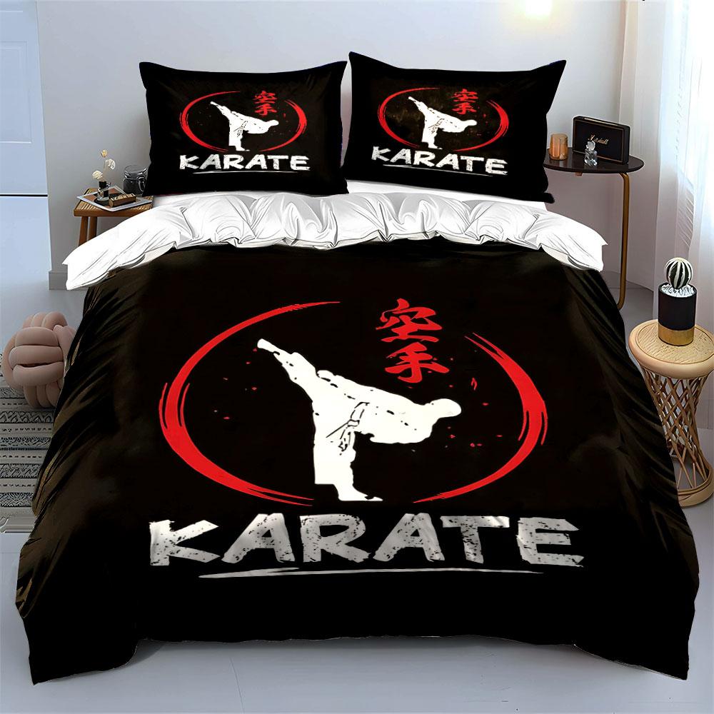 Karate figure with text. Bedding sets Duvet cover sets Duvet covers Pillowcases(1* Duvet Cover 2* Pillowcases without duvet insert)
