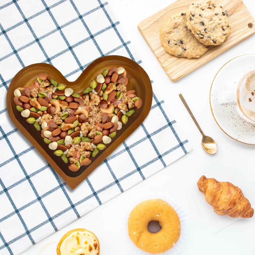 Heart Patterned Wood Serving Tray Heart-shaped Wooden Serving Tray Heart-shaped Walnut Nut Tray Set for Dining Table for Snacks