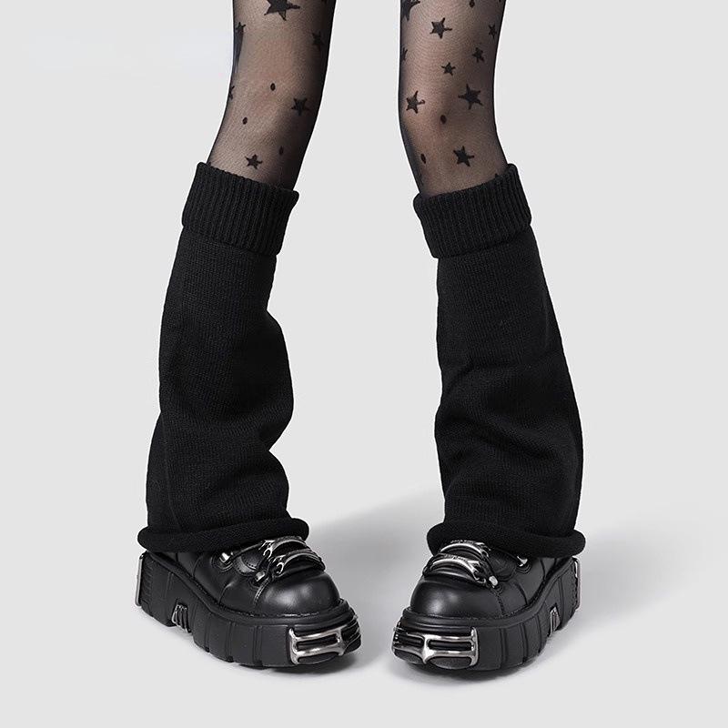 Guêtres Tricotées Couleur Unie pour Femmes - Chaussettes Longues Style Y2K pour le Printemps et l'Automne