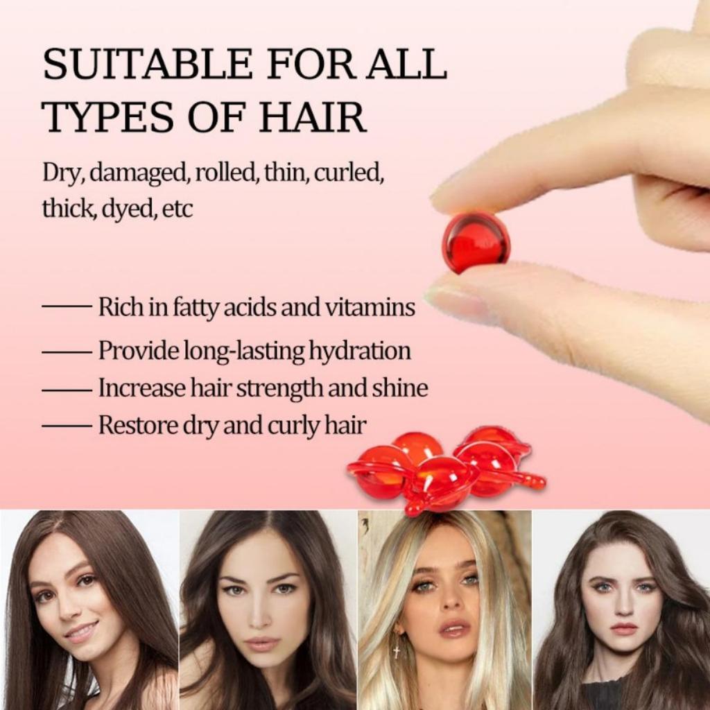 2 Bottles Hair Essential Oil Capsules. Leave-In Hair Conditioner, Hair Oil, Nourishing and Moisturizing Hair, Capsule Conditioner