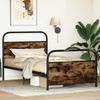 Bed Frame Without Mattress 100x190 Cm Smoked Oak Finish Wood Based Material